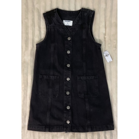 Old Navy Other - Old Navy Girls Black Denim Button Front Jumper Dress Size M 8 NWT 803047-00-1